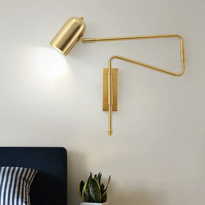 Nordic Long arm Wall lamp Art design Adjustable Wall light gold black swing sconce