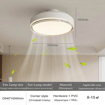 Modern Bladeless Ceiling Fans Round Flush Mount Fan Light