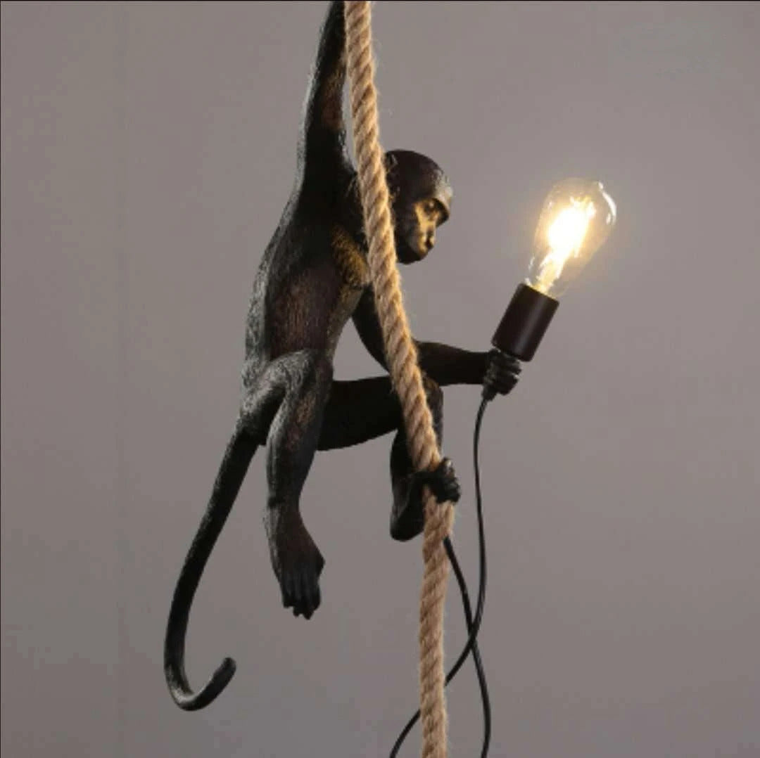 Resin chameleon pendant light Retro Hemp Rope Monkey Pendant Lamp