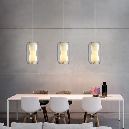 Alabaster Glass Cylinder Pendant Light