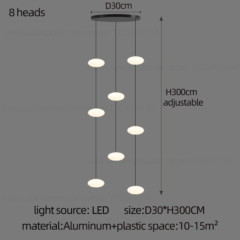 Modern villa Staircase Chandelier Nordic Oval String Ball Duplex Building LED pendant Light