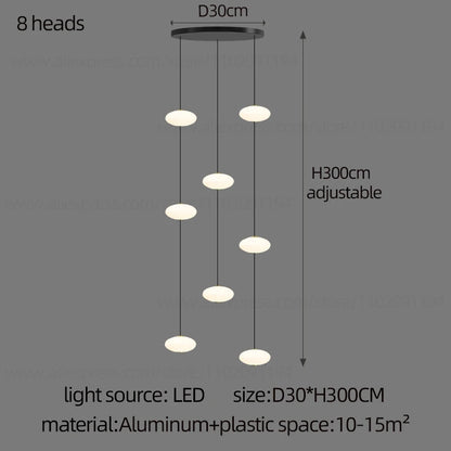 Modern villa Staircase Chandelier Nordic Oval String Ball Duplex Building LED pendant Light
