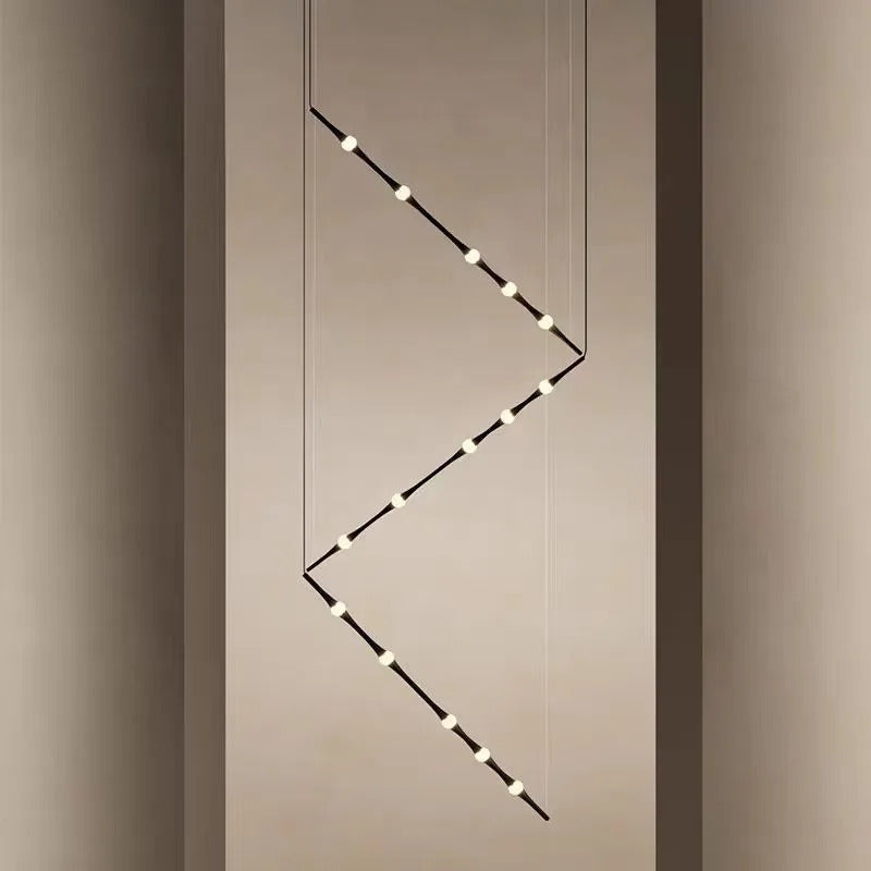 Novelty LED Aluminium long strip lamp Staircase Chandelier