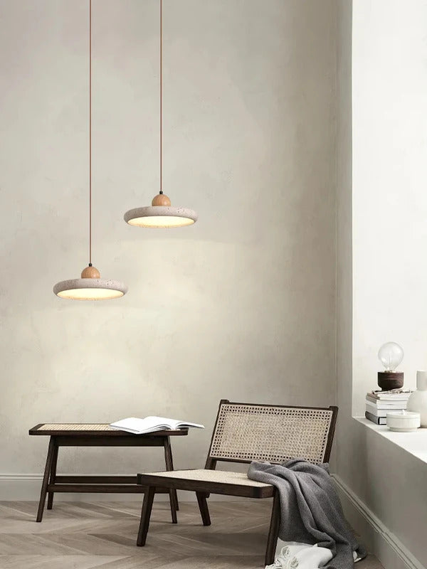 Japanese Style Yellow Cave Stone Pendant Light Wabi Style Restaurant Chandelier