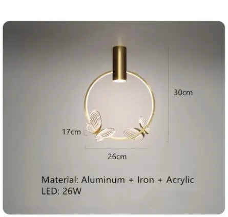 Nordic ring pendant light Acrylic butterfly lights Creative Gold luxury pendant light
