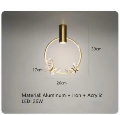 Nordic ring pendant light Acrylic butterfly lights Creative Gold luxury pendant light