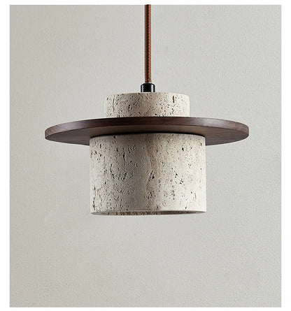 Nordic yellow Cave Stone Wood pendant light Wabi sabi retro natural stone Chandelier Lamp