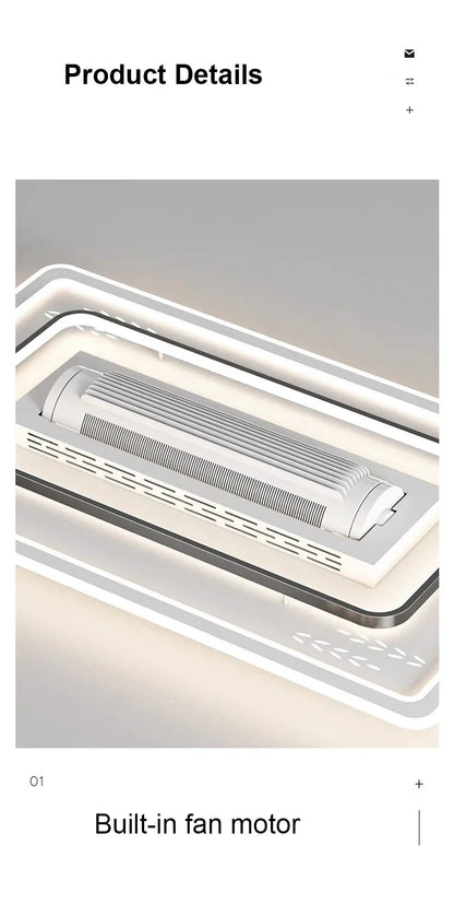 Invisible leafless LED ceiling fan light bedroom hotel remote control hanging lamp