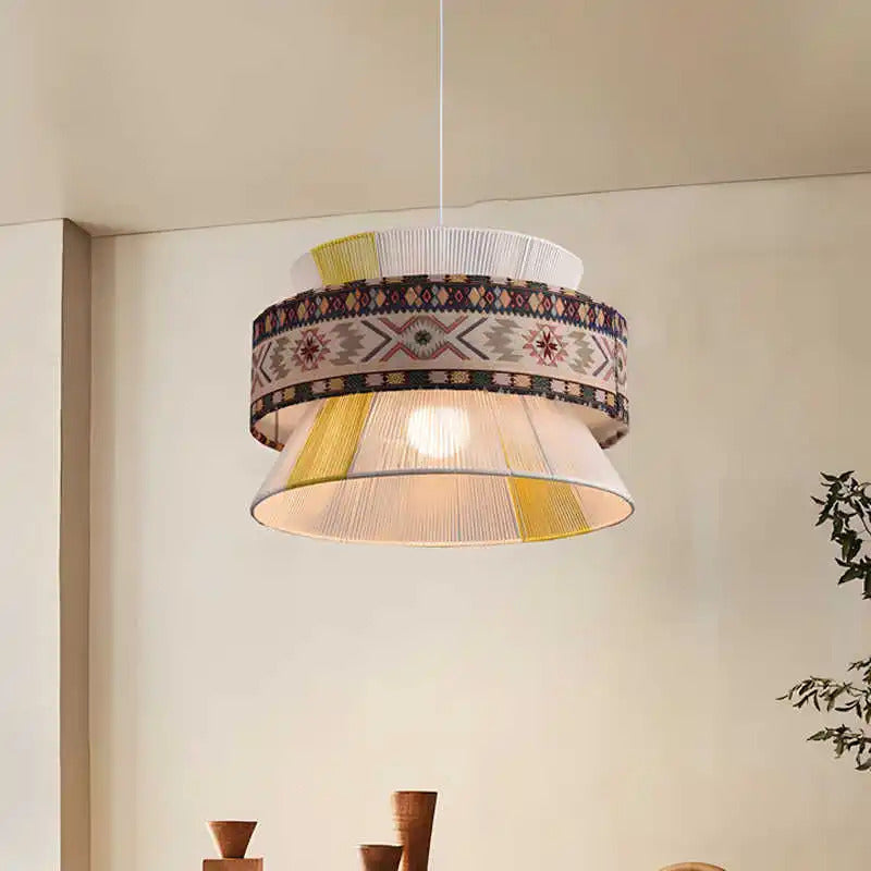 Bohemian Pendant Light Retro Cotton Rope Woven Chandeliers