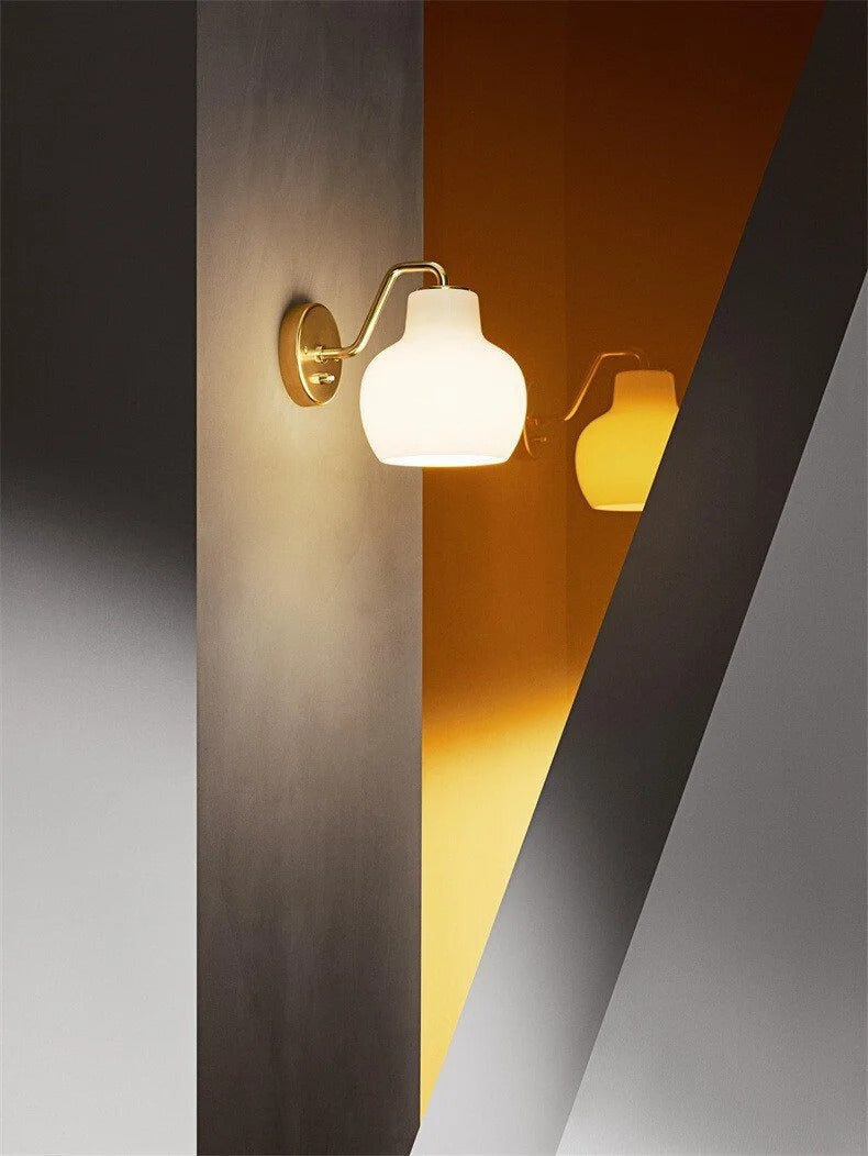 French vintage Cream Glass chandelier Nordic ring Calabash pear pendant lamp