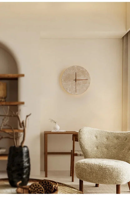 Creative Cave Stone Clock Wall Lamp Wabi Sabi Background Wall Light sconce