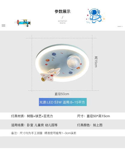 Modern Kids Room Ceiling Fan Light Cartoon Moon Astronaut children bedroom hanging Light