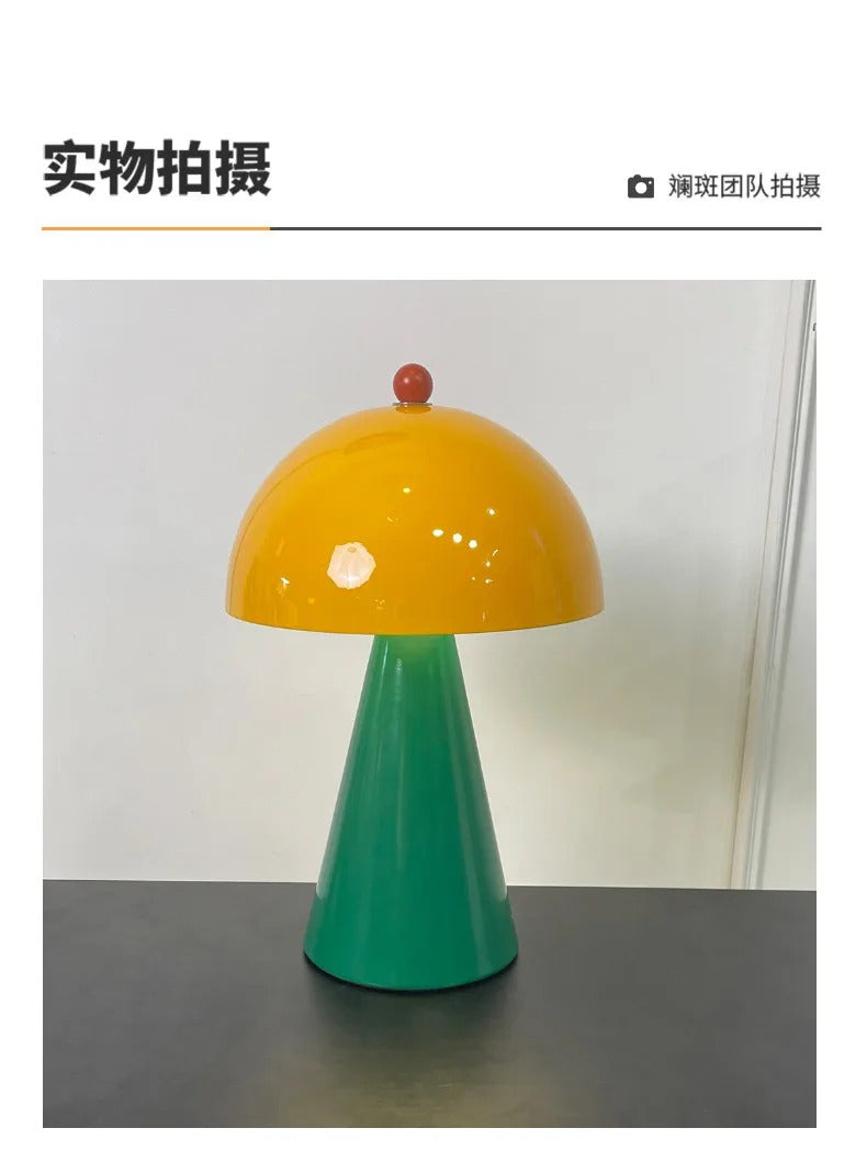 Memphis Mushroom Iron Art LED Table Lamps with Touch Switch USB Charging Desk Lights Living Room Bedroom Office Restaurant Study