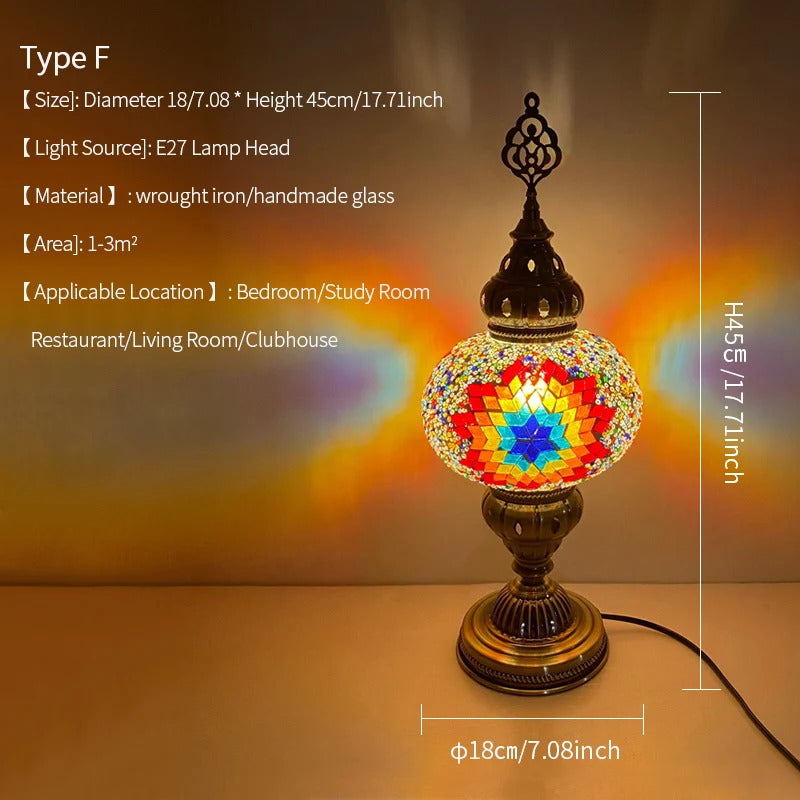 Turkish Mosaic Table Lamp Hand Crafted Decorative Lighting