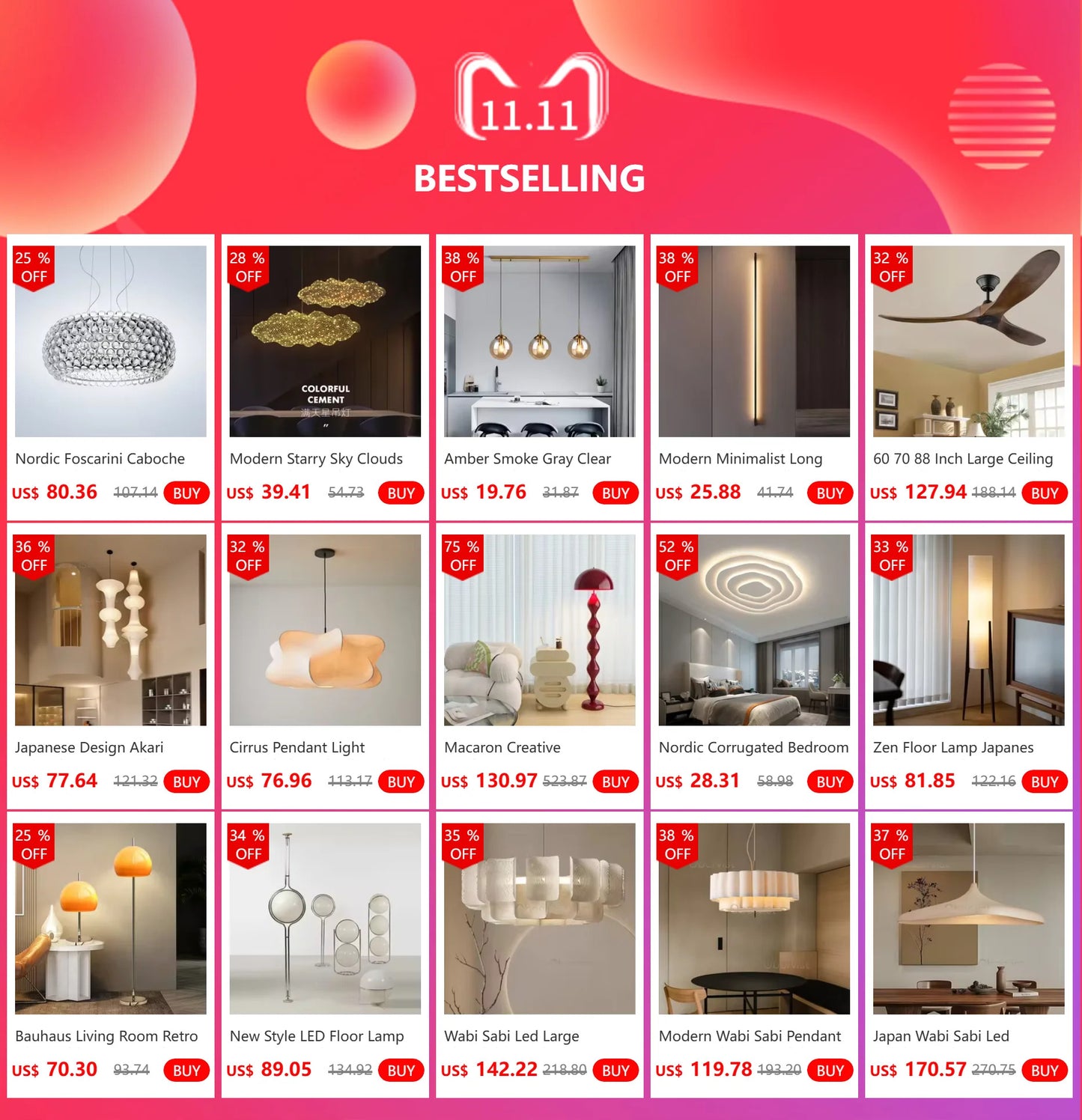 Nordic Foscarini Caboche LED Pendant Light Acrylic Ball Hanging Chandeliers Living Room Restaurant Decor Art Classical Luminaria