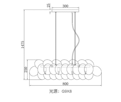 Gross glass bubble Pendant lamp bedroom kitchen island light