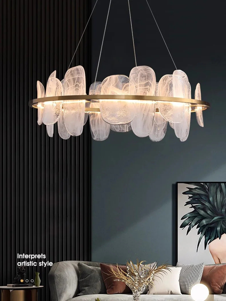 Modern Luxury crystals Ring Chandelier Italian designer glass golden pendant light
