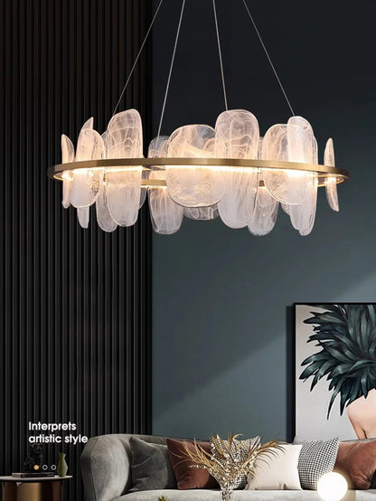 Modern Luxury crystals Ring Chandelier Italian designer glass golden pendant light
