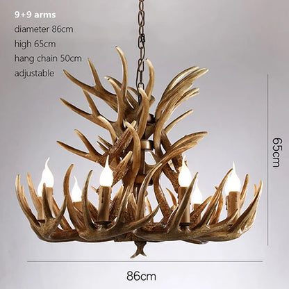Rustic chandelier industrial wind lamps restaurant Internet cafe decoration antler lamp