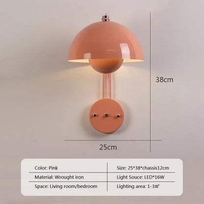Nordic colorful Bud Wall Lamps Mushroom cute wall sconce bedside night light