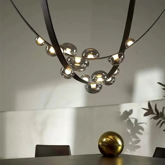 Italian Designer Loft Chandelier Luxury Leather Hanging Pendent Light