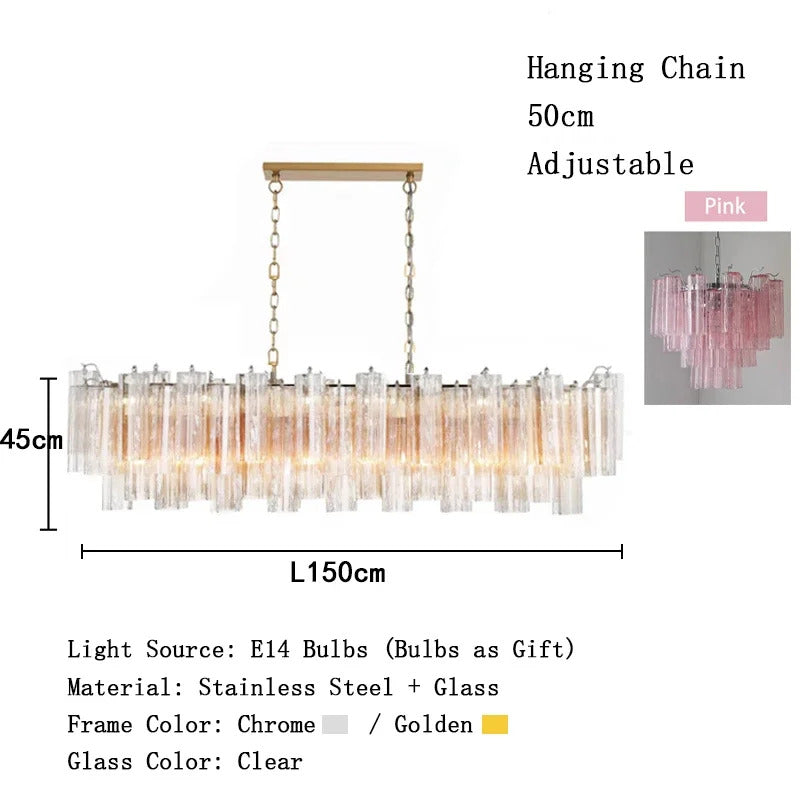 Modern Pink Glass Chandelier Designer Texture Glass Chandelie