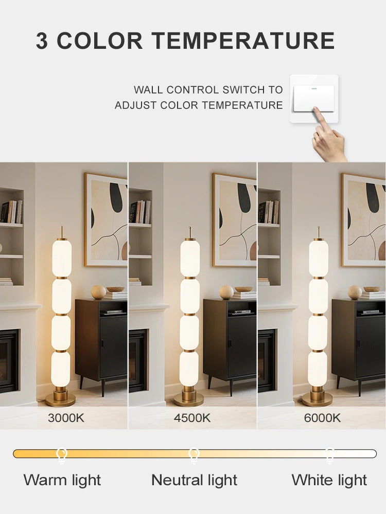 Modern Long Floor Lamp Nordic Minimalist Cream Lampshade Iron Base standing lights