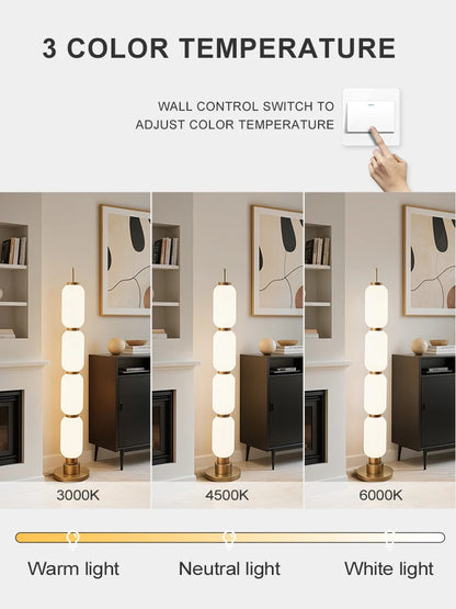 Modern Long Floor Lamp Nordic Minimalist Cream Lampshade Iron Base standing lights