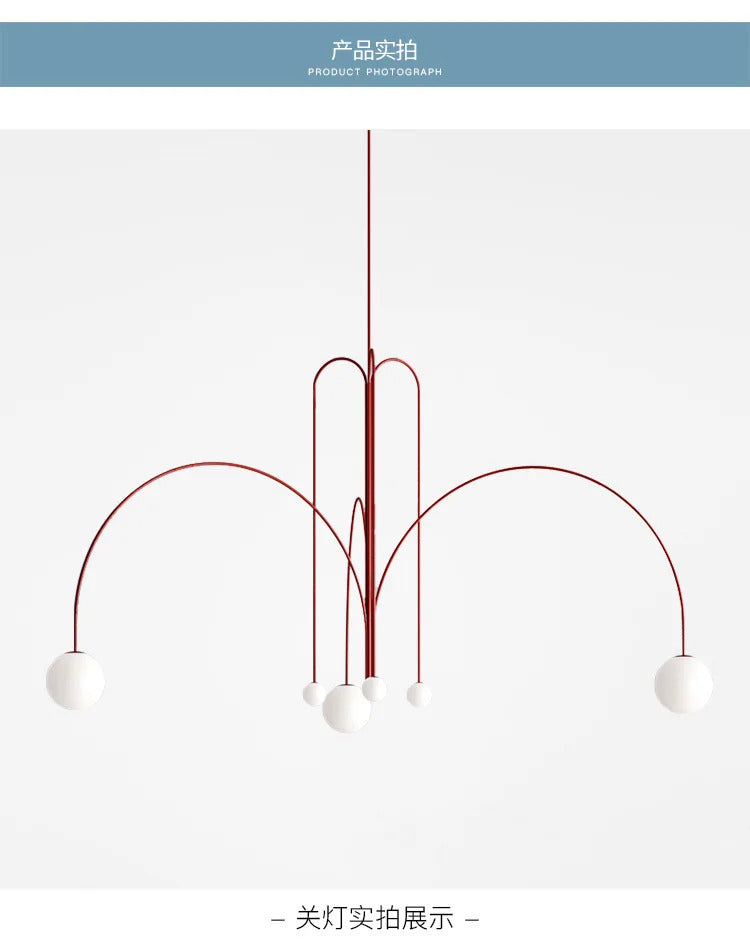 Postmodern geometric chandelier Red Glass Ball minimalist lamp