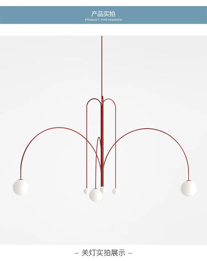 Postmodern geometric chandelier Red Glass Ball minimalist lamp