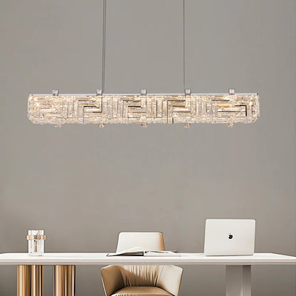 Modern crystal long strip chandelier Luxury Gold  Kitchen island Pendant lamp