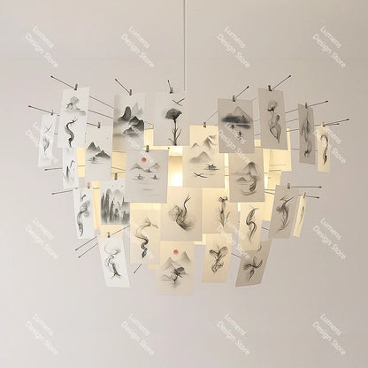 Zettel'z Pendant Light DIY Ingo Maurer Zettel chandelier for Living Room Kitchen Cafe Bar Decoration led Designer Pendant lamp