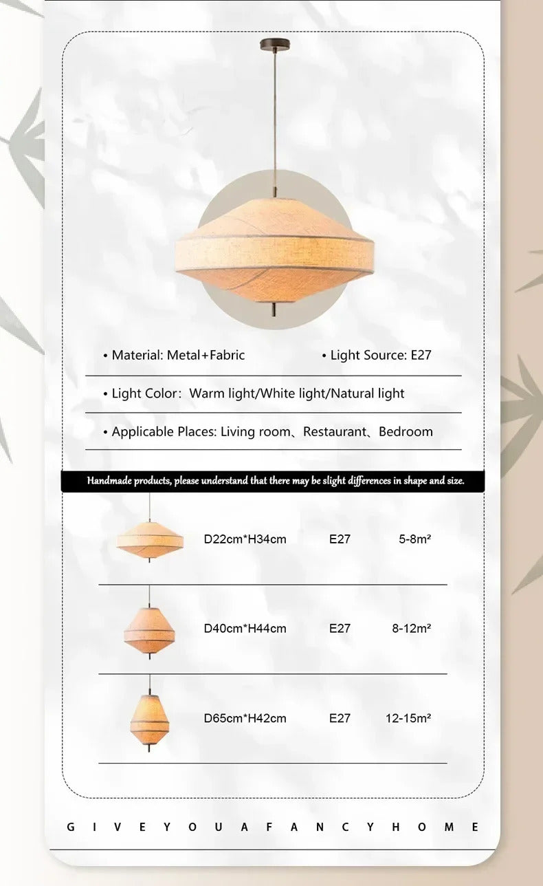 Wabi Sabi Fabric Pendant Light Nordic White Cloth Chandelier