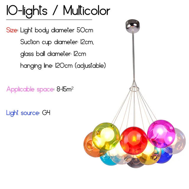 Nordic LED Bubble Lamp Chandelier Modern Clear Glass Ball Suspension Lamp