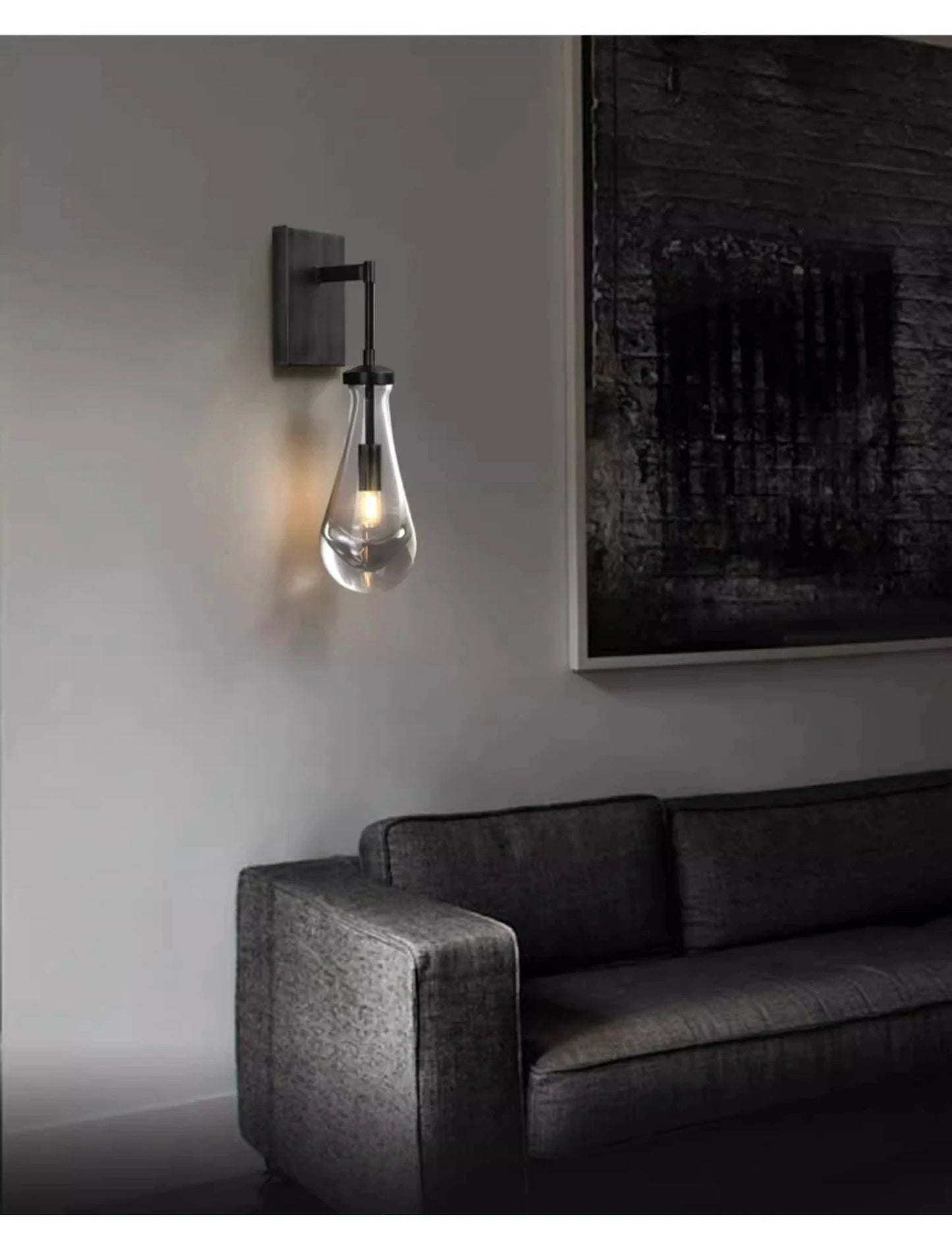 Luxury All Copper LED Pendant Light Modern Water drop Glass chandelier