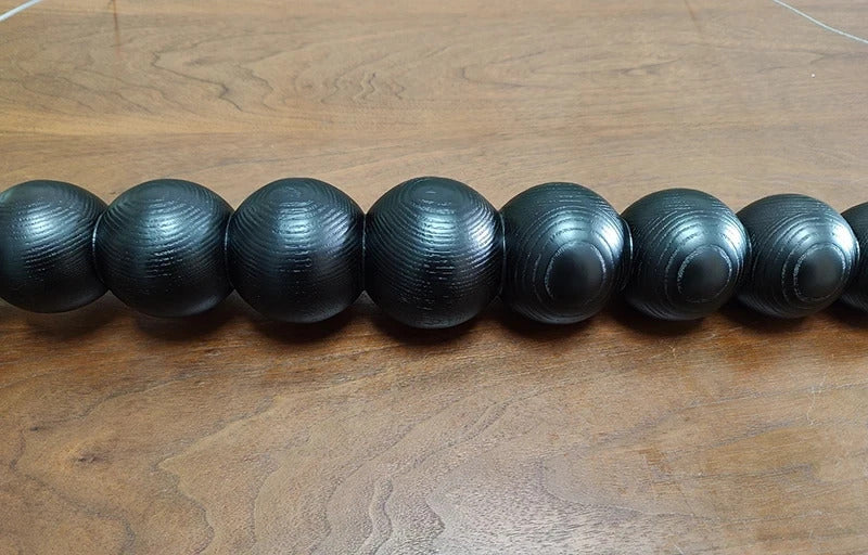 Wooden Beads Long Linear LED Pendant Lights Wabi Sabi wood walnut wood Hanging chandeliers