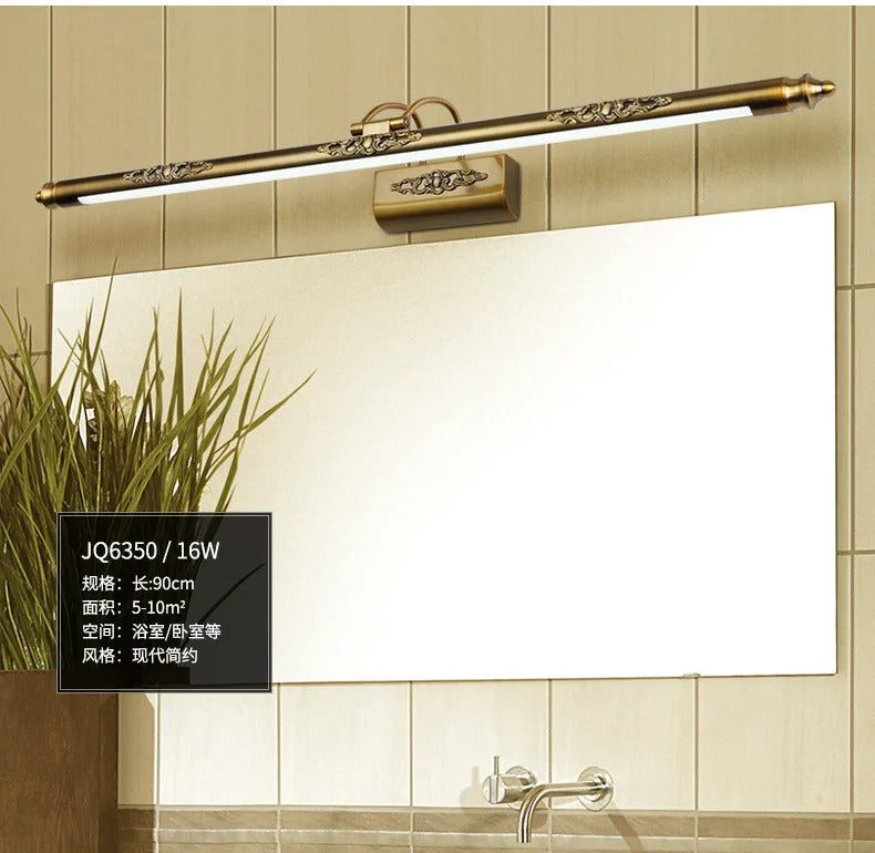 Europe Retro LED Mirror wall lamp Luxury gold bathroom cabinet mirror Headlight