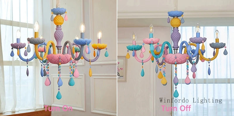European Children rainbow chandelier Bedroom Princess room kawaii light