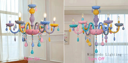 European Children rainbow chandelier Bedroom Princess room kawaii light