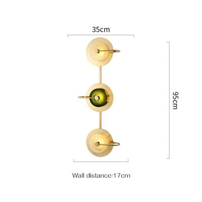 Nordic Retro round glass wall lamp Modern luxury metal plate Green Crystal wall light