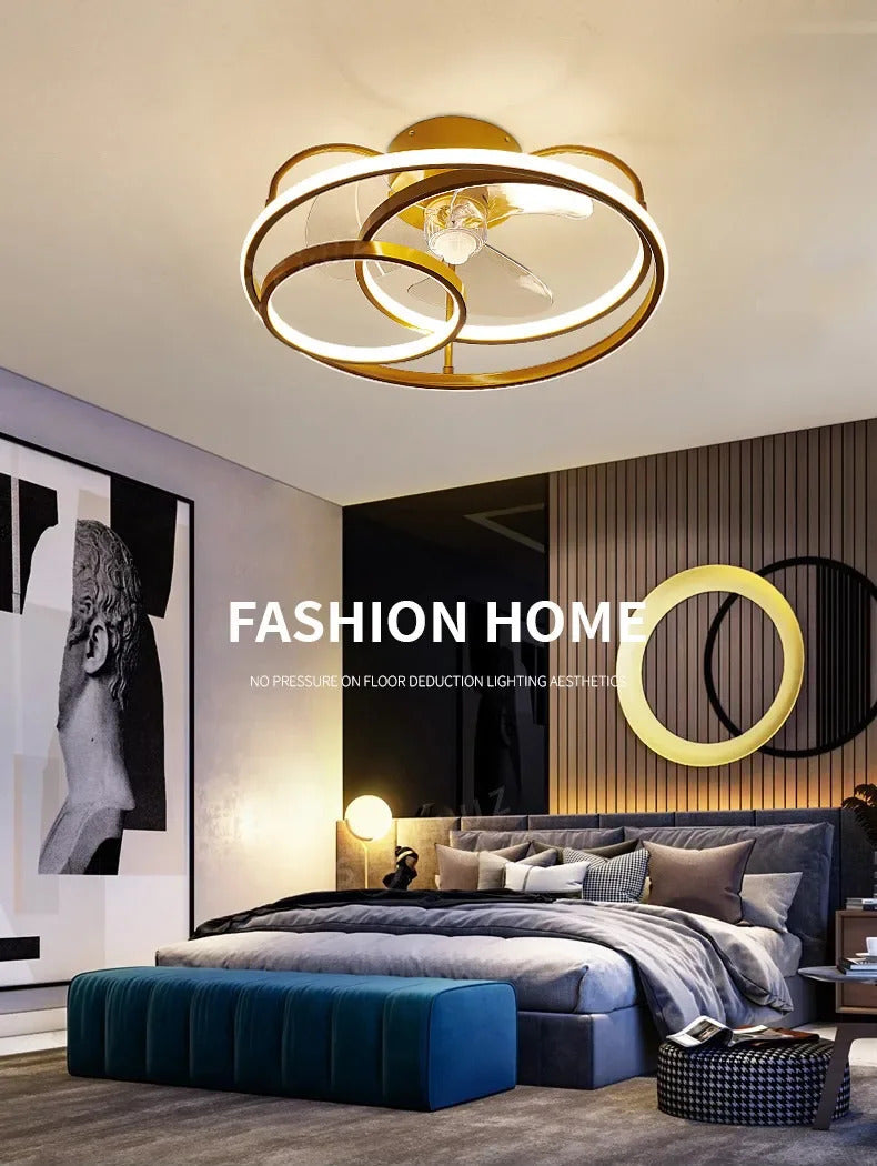 Modern simple LED Ceiling Fan Lamp with remote control Dining Room Bedroom Indoor lighting