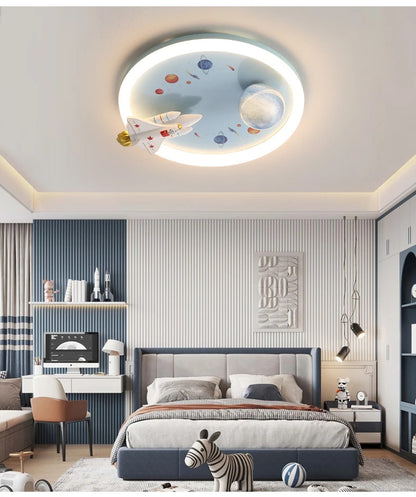 Modern Kids Room Ceiling Fan Light Cartoon Moon Astronaut children bedroom hanging Light