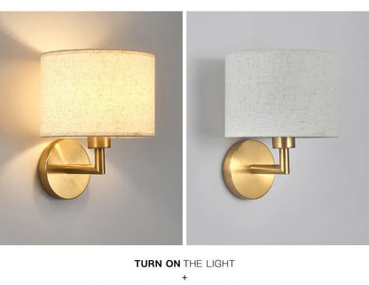 Bedside Wall Lamp LED Fabric Lampshade With 3W 360° Rotation Spotlight Reading lights