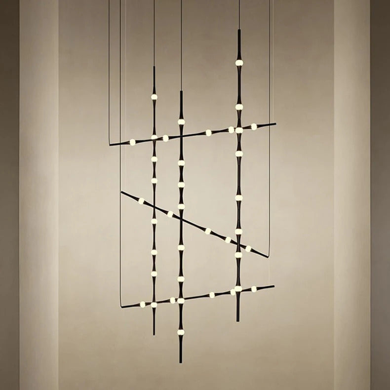 Novelty LED Aluminium long strip lamp Staircase Chandelier