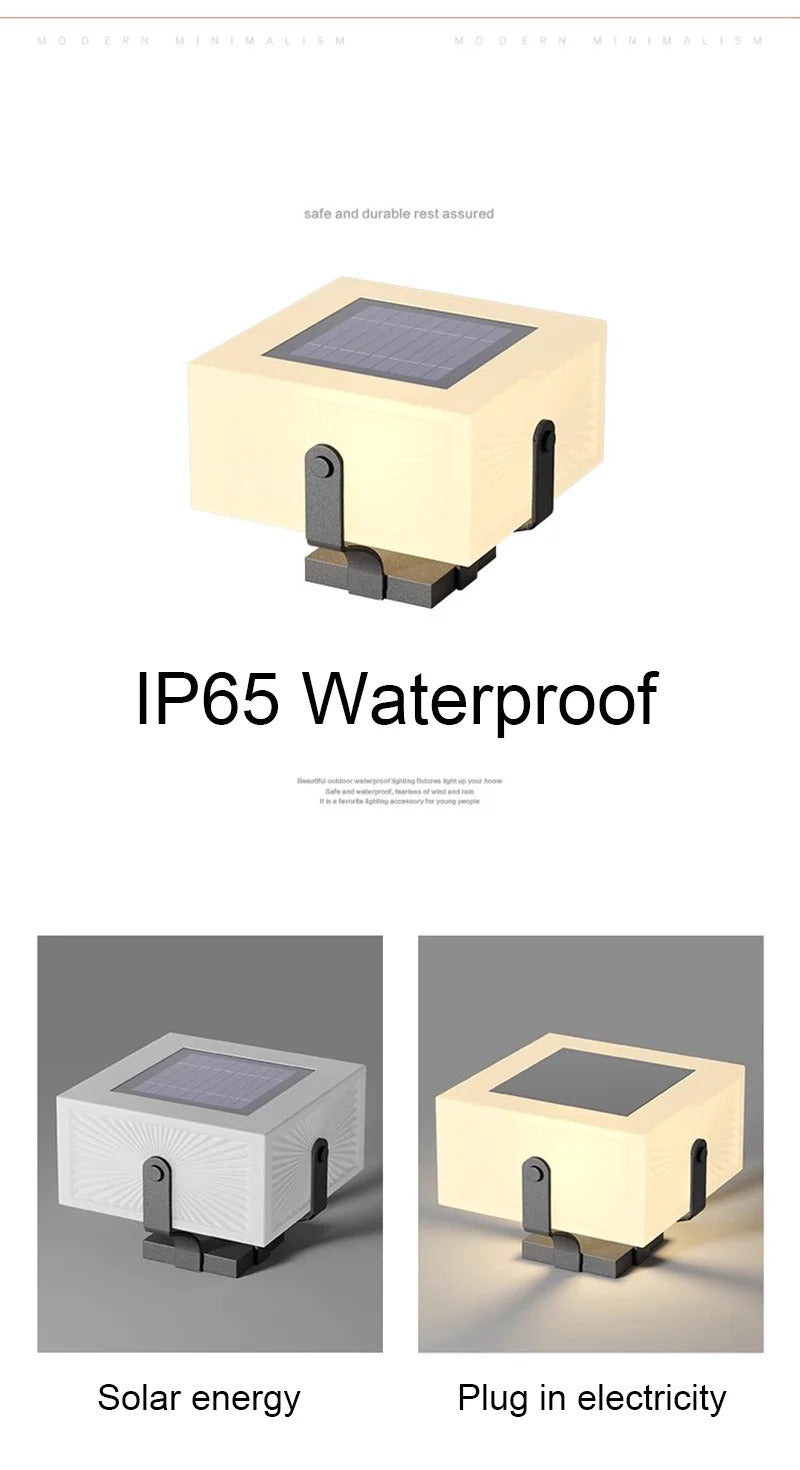 Solar Pillar Lights Villa Outdoor Waterproof  LED Wall Lamp  Gate Garden Lighting