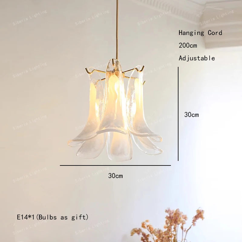 White Petal Glass Modern Romantic Artistic Ceiling Chandeliers Home LED Lighting Fixture Hanging Lamps for Living Room Decor