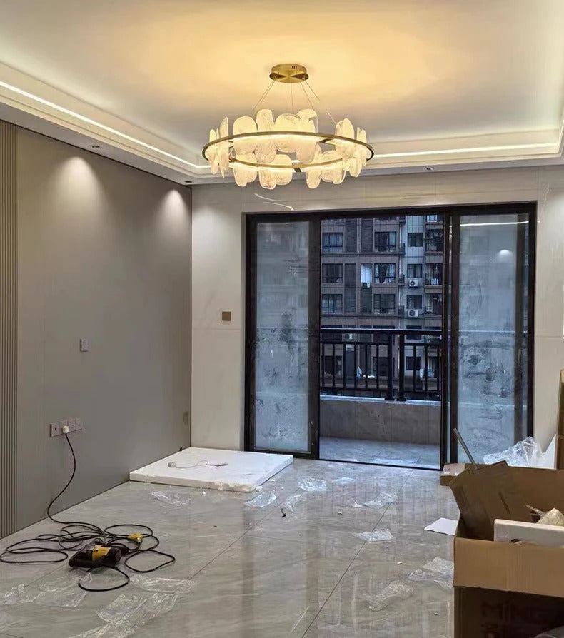 Modern Luxury crystals Ring Chandelier Italian designer glass golden pendant light