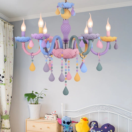 European Children rainbow chandelier Bedroom Princess room kawaii light