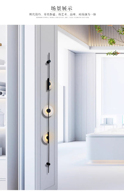 Alabaster Vertical Wall Lamp Modern Mable Wall Art Black Led Acrylic Circle Wall Lamp