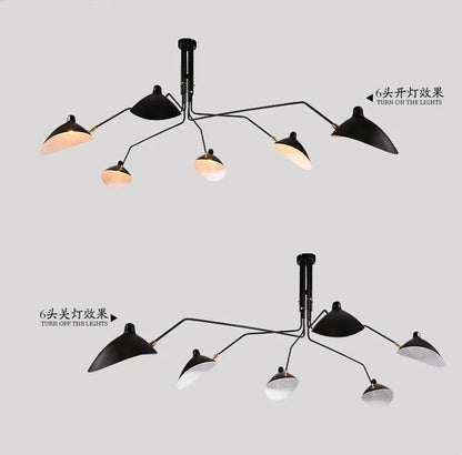 Mouille Ceiling Lamp Nordic Spider Pendant Light Multi 3/6heads for Living Room Bedroom Black Luminaire Home Decor